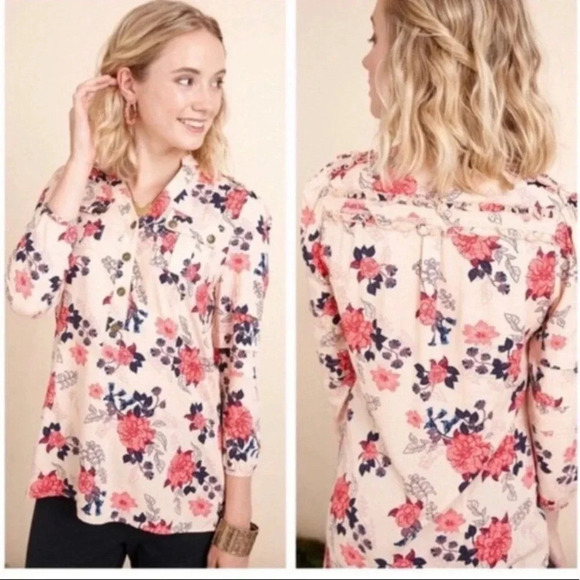 Matilda Jane Tops - Matilda Jane Livery Mille Blouse Tunic Top women's Medium Pink Floral
